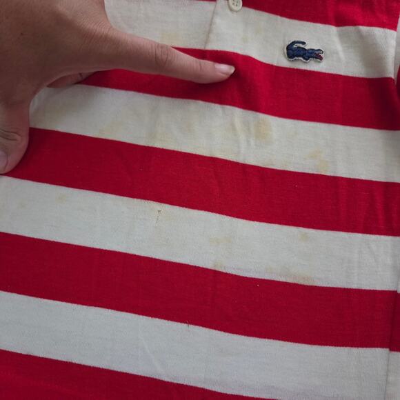 Vintage Lacoste Red/White Striped Shirt 3t/4t - Picture 2 of 7